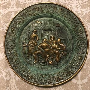 Decorative Green and Gold Embossed Wall Plate